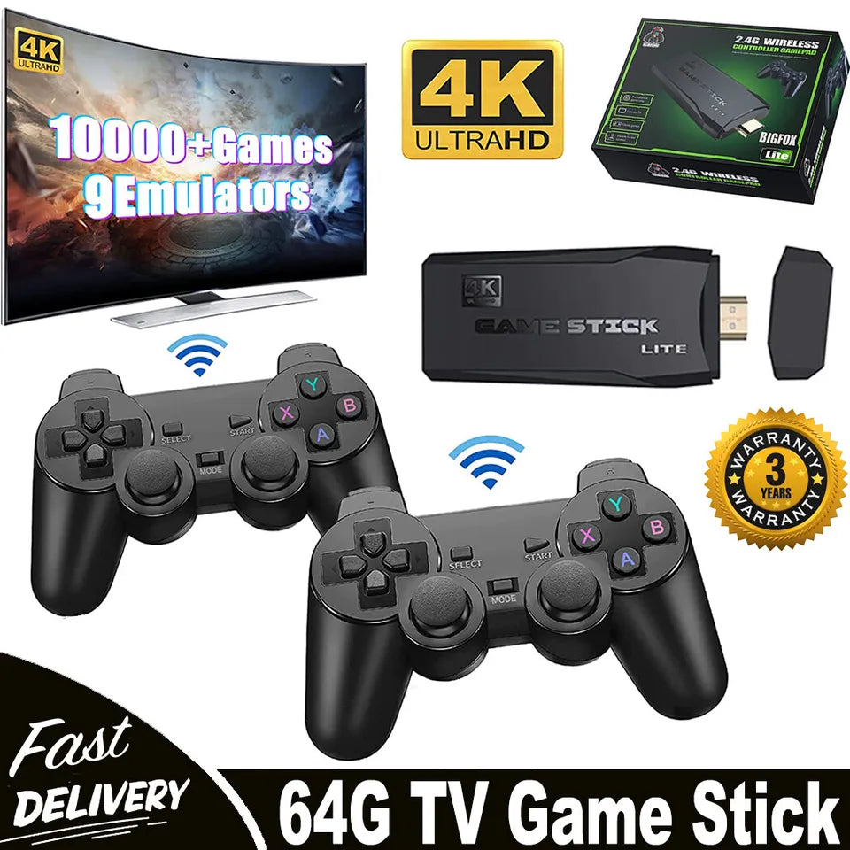 HDMI 4K TV Game Stick Console | 64GB with 20,000+ Retro...